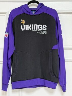 Reebok Black and Purple Minnesota Vikings Crewneck Hoodie